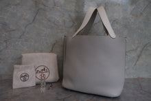 将图片加载到图库查看器，HERMES PICOTIN LOCK CASAQUE MM Clemence leather White/Pearl gray □P刻印 Hand bag 600100030
