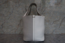 将图片加载到图库查看器，HERMES PICOTIN LOCK CASAQUE MM Clemence leather White/Pearl gray □P刻印 Hand bag 600100030
