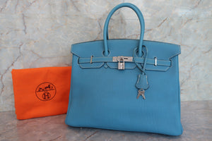 HERMES／エルメス バーキン35 トゴ ブルージーン □F刻印 ハンドバッグ 700080067