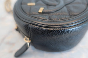 CHANEL Matelasse round chain shoulder bag Caviar skin Black/Silver hadware Shoulder bag 600060068