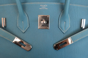 HERMES／エルメス バーキン35 トゴ ブルージーン □F刻印 ハンドバッグ 700080067