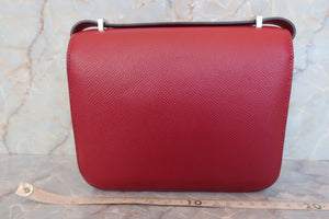 HERMES CONSTANCE3 MINI Epsom leather Rouge Grenet X Engraving Shoulder bag 600110046