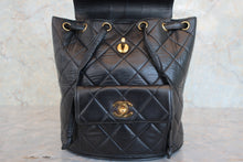 Load image into Gallery viewer, CHANEL Matelasse chain back pack Lambskin Black/Gold hadware Back pack 800060022
