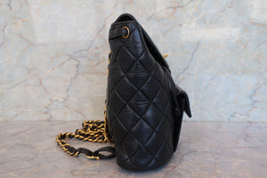 CHANEL Matelasse chain back pack Lambskin Black/Gold hadware Back pack 700090193