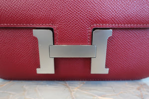 HERMES CONSTANCE3 MINI Epsom leather Rouge Grenet X Engraving Shoulder bag 600110046