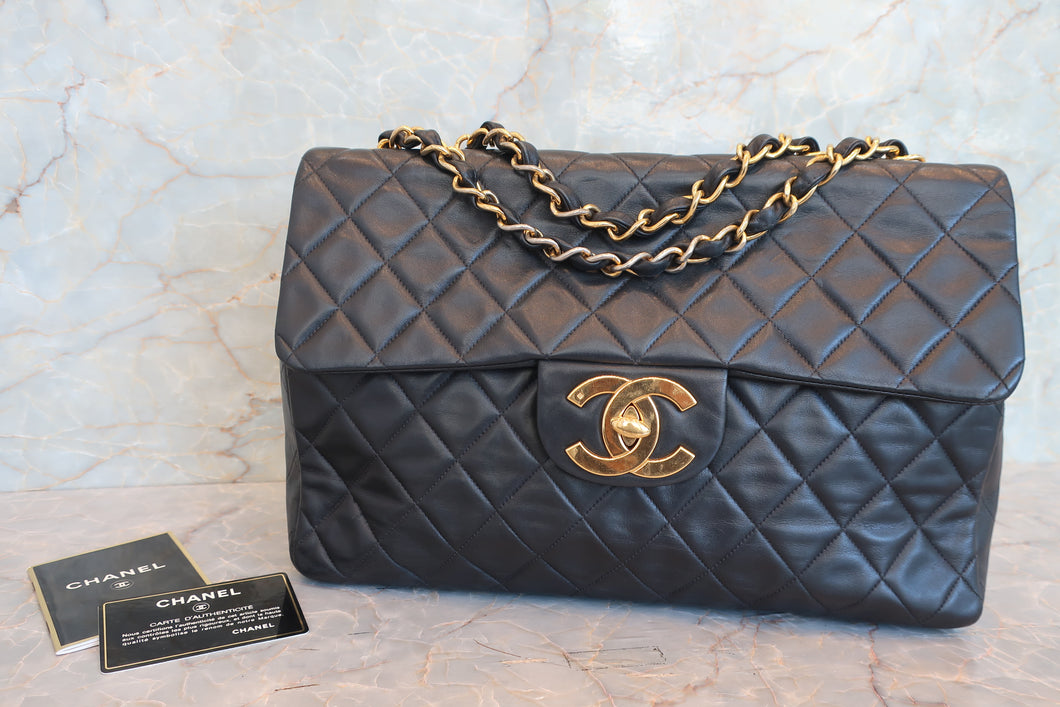 CHANEL/シャネル デカマトラッセシングルフラップチェーンショルダーバッグ ラムスキン ブラック/ゴールド金具 ショルダーバッグ 700070151