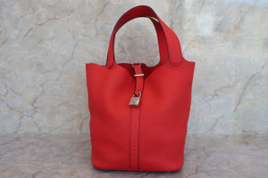 HERMES PICOTIN LOCK GM Clemence leather Rouge tomate X刻印 Hand bag 600040213