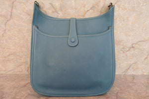 HERMES  EVELYNE 2GM Clemence leather Blue jean □M Engraving Shoulder bag 600120266