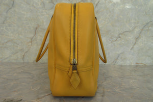 HERMES  PLUME 32 Graine Couchevel leather Jaune □B刻印 Hand bag 600120260