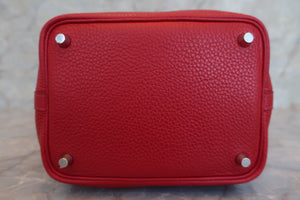 HERMES PICOTIN LOCK PM Clemence leather Rouge casaque A刻印 Hand bag 600100028