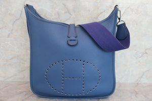 HERMES EVELYNE 2PM Clemence leather Blue saphir □K Engraving Shoulder bag 600070041