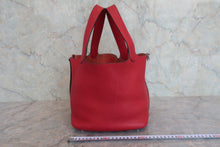 将图片加载到图库查看器，HERMES PICOTIN LOCK MM Clemence leather Rouge casaque X刻印 Hand bag 800070156
