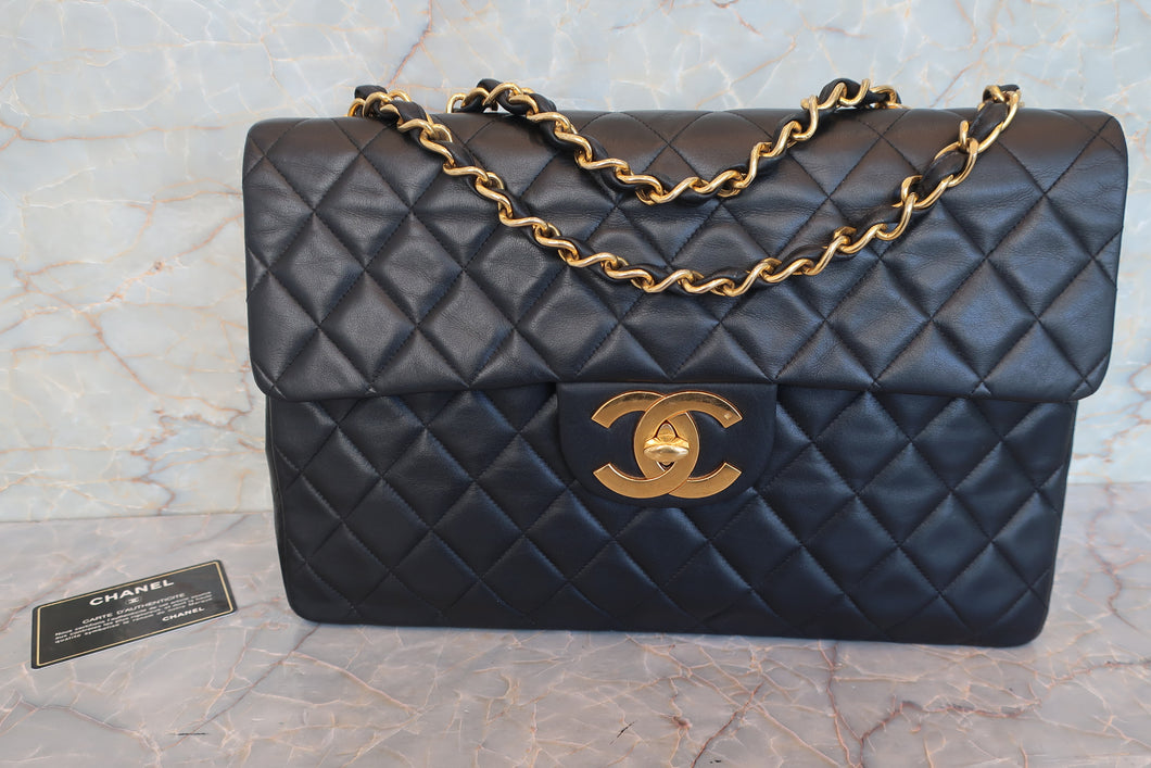CHANEL Big Matelasse Single flap chain shoulder bag Lambskin Black/Gold hadware Shoulder bag 700090180
