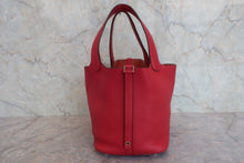 将图片加载到图库查看器，HERMES PICOTIN LOCK MM Clemence leather Rouge casaque X刻印 Hand bag 800070156
