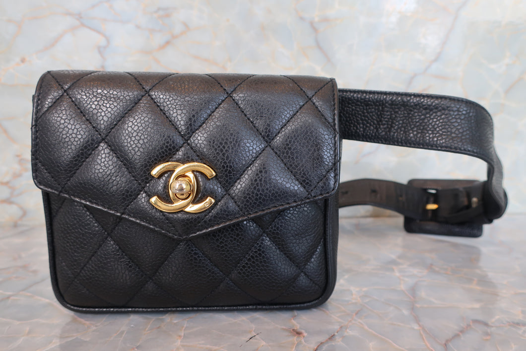 CHANEL/シャネル マトラッセウエストバッグ キャビアスキン ブラック/ゴールド金具 ウエストバッグ 700110057