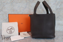 Load image into Gallery viewer, HERMES PICOTIN LOCK PM Clemence leather Café □P Engraving Hand bag 600050169
