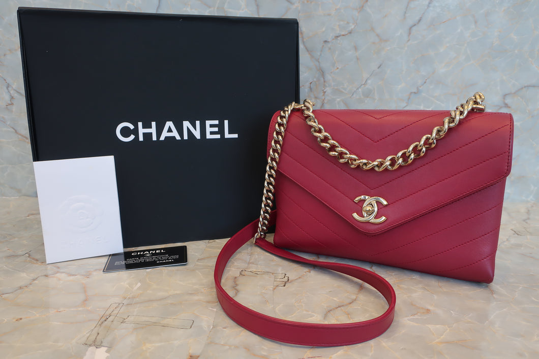 CHANEL/香奈儿 V线 单盖 链条包 小牛皮 Pink/Gold hadware(粉色/金色金属) 肩背包 500100055