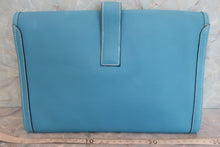 将图片加载到图库查看器，HERMES JIGE PM Clemence leather Blue jean □C刻印 Clutch bag 600070102
