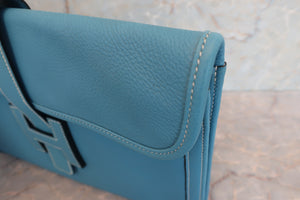 HERMES JIGE PM Clemence leather Blue jean □C刻印 Clutch bag 600070102