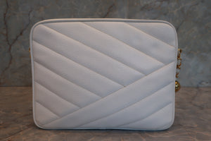 CHANEL/シャネル バイアスステッチチェーンショルダーバッグ キャビアスキン ホワイト/ゴールド金具 ショルダーバッグ 700080101