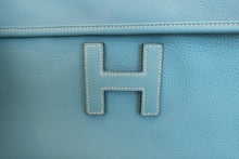 将图片加载到图库查看器，HERMES JIGE PM Clemence leather Blue jean □C刻印 Clutch bag 600070102
