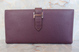 HERMES  Bearn Soufflet Epsom leather Raisin □I刻印 Wallet 600110171