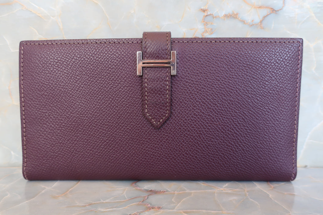 HERMES  Bearn Soufflet Epsom leather Raisin □I刻印 Wallet 600110171