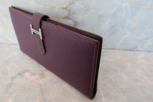 HERMES  Bearn Soufflet Epsom leather Raisin □I刻印 Wallet 600110171