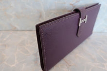 将图片加载到图库查看器，HERMES  Bearn Soufflet Epsom leather Raisin □I刻印 Wallet 600110171
