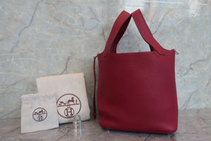 HERMES PICOTIN LOCK PM Clemence leather Ruby T刻印 Hand bag 600110028