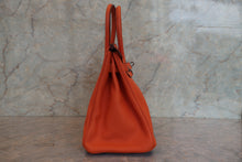 Load image into Gallery viewer, HERMES BIRKIN 30 Clemence leather Orange □K Engraving Hand bag 700120078
