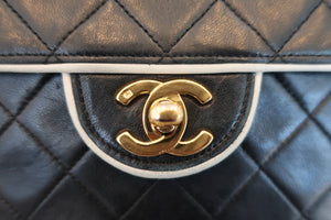 CHANEL/シャネル マトラッセバイカラーチェーンショルダーバッグ ラムスキン ブラック/ホワイト/ゴールド金具 ショルダーバッグ 700070158