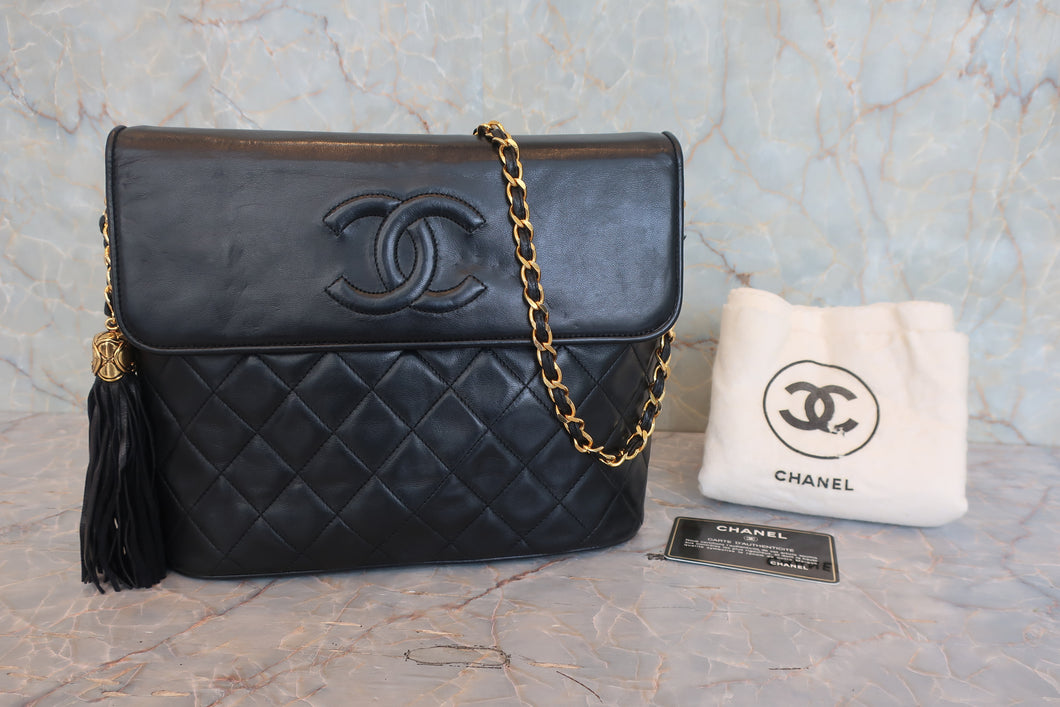 シャネル マトラッセ フリンジ チェーン ラムレザー ショルダーバッグ ブラック CHANEL/シャネル マトラッセフリンジチェーンショルダーバッグ