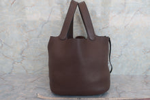 将图片加载到图库查看器，HERMES PICOTIN MM Clemence leather Chocolat □K刻印 Hand bag 600070168
