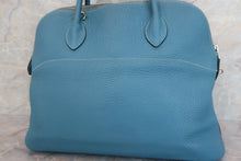 将图片加载到图库查看器，HERMES BOLIDE 35 Clemence leather Blue jean □I刻印 Shoulder bag 600040217
