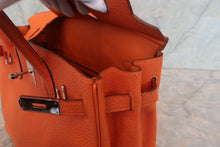 Load image into Gallery viewer, HERMES BIRKIN 30 Clemence leather Orange □K Engraving Hand bag 700120078
