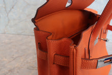 Load image into Gallery viewer, HERMES BIRKIN 30 Clemence leather Orange □K Engraving Hand bag 700120078
