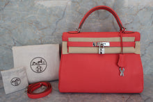 将图片加载到图库查看器，HERMES KELLY 32 Clemence leather Rouge pivoine □R刻印 Shoulder bag 600070144
