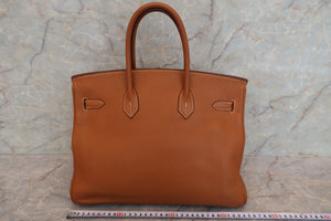 HERMES／エルメス バーキン35 トリヨンクレマンス ゴールド □L刻印 ハンドバッグ 600120267