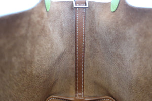 HERMES PICOTIN PM Barenia leather/Chevre myzore goatskim Fauve/Anis green □K刻印 Hand bag 600060052