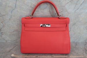 HERMES KELLY 32 Clemence leather Rouge pivoine □R刻印 Shoulder bag 600070144