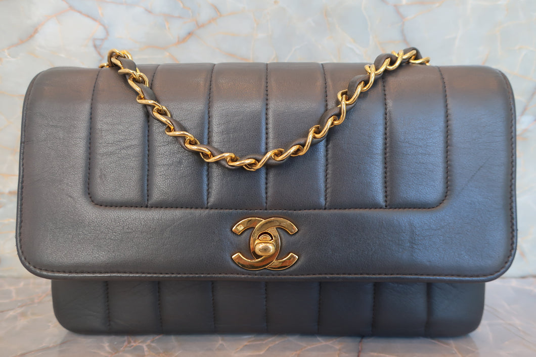 CHANEL/シャネル マドモアゼルチェーンショルダーバッグ ラムスキン グレー/ゴールド金具 ショルダーバッグ 700080185
