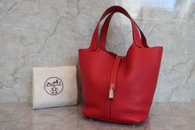 将图片加载到图库查看器，HERMES PICOTIN LOCK MM Clemence leather Rouge casaque □R刻印 Hand bag 600110069
