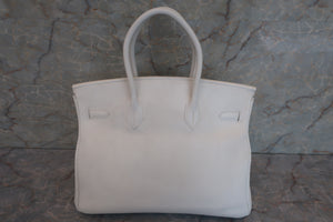 HERMES BIRKIN 35 Clemence leather White □J Engraving Hand bag 500090127