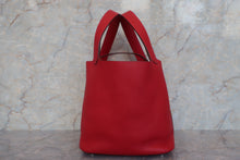 将图片加载到图库查看器，HERMES PICOTIN LOCK MM Clemence leather Rouge casaque □R刻印 Hand bag 600110069
