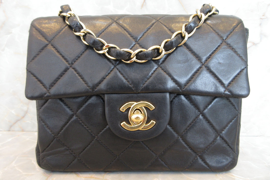 CHANEL/シャネル ミニマトラッセシングルフラップチェーンショルダーバッグ ラムスキン ブラック/ゴールド金具 ショルダーバッグ 700010003