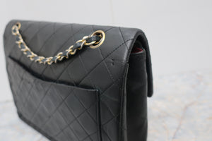 CHANEL Matelasse double flap double chain shoulder bag Lambskin Black/Gold hadware Shoulder bag 700070112