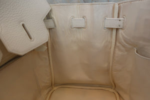 HERMES BIRKIN 35 Clemence leather White □J Engraving Hand bag 500090127