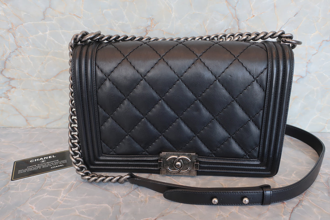 CHANEL/シャネル ボーイシャネルチェーンショルダーバッグ ラムスキン ブラック/シルバー金具 ショルダーバッグ 600090003