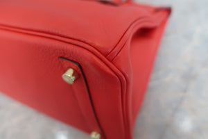 HERMES BIRKIN 30 Clemence leather Rouge tomate A Engraving Hand bag 600060089